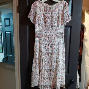 Carolina Herrera Multicolor 100% Silk Floral Midi Dress